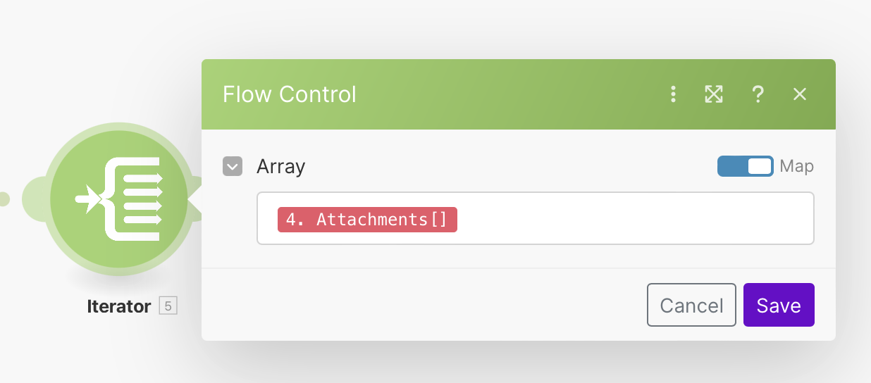 Iterator extracts attachments