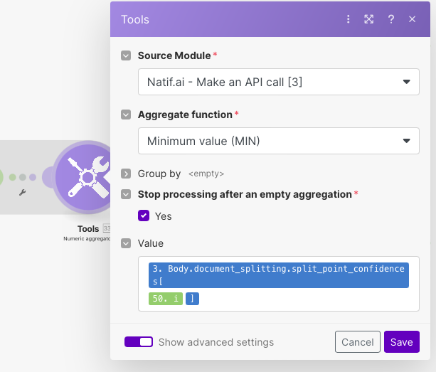 Numeric Aggregator module configuration